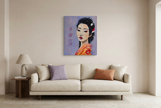 Geisha Gaze in a lounge at realistic scale
