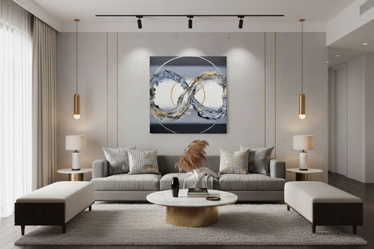Rythm Painting in Modern Living Room - No Armchairs