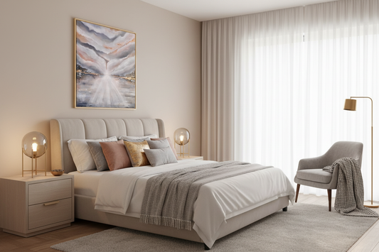 Spirit - Thin Gold Frame, Light Beige Walls