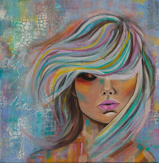 Breathe- 50x50cm Original Mixed Media Painting on Canvas