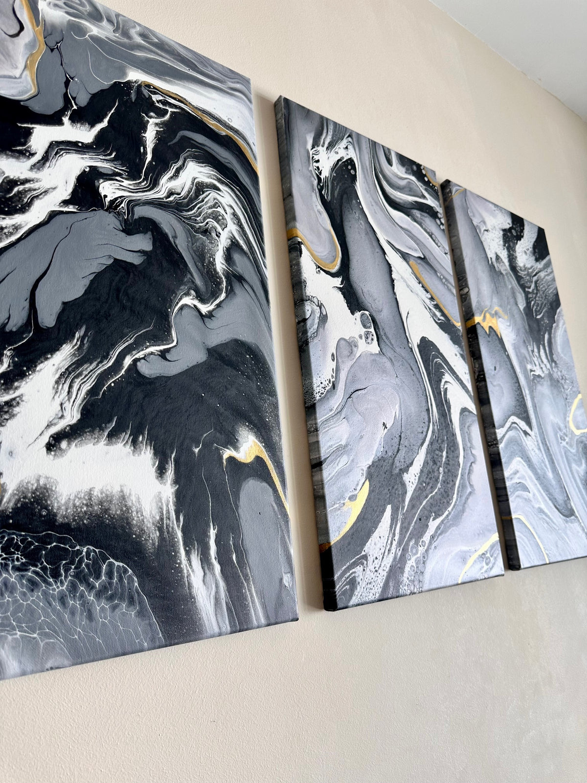Convergence Triptych- 93x 63cm Original Acrylic Painting on Canvas
