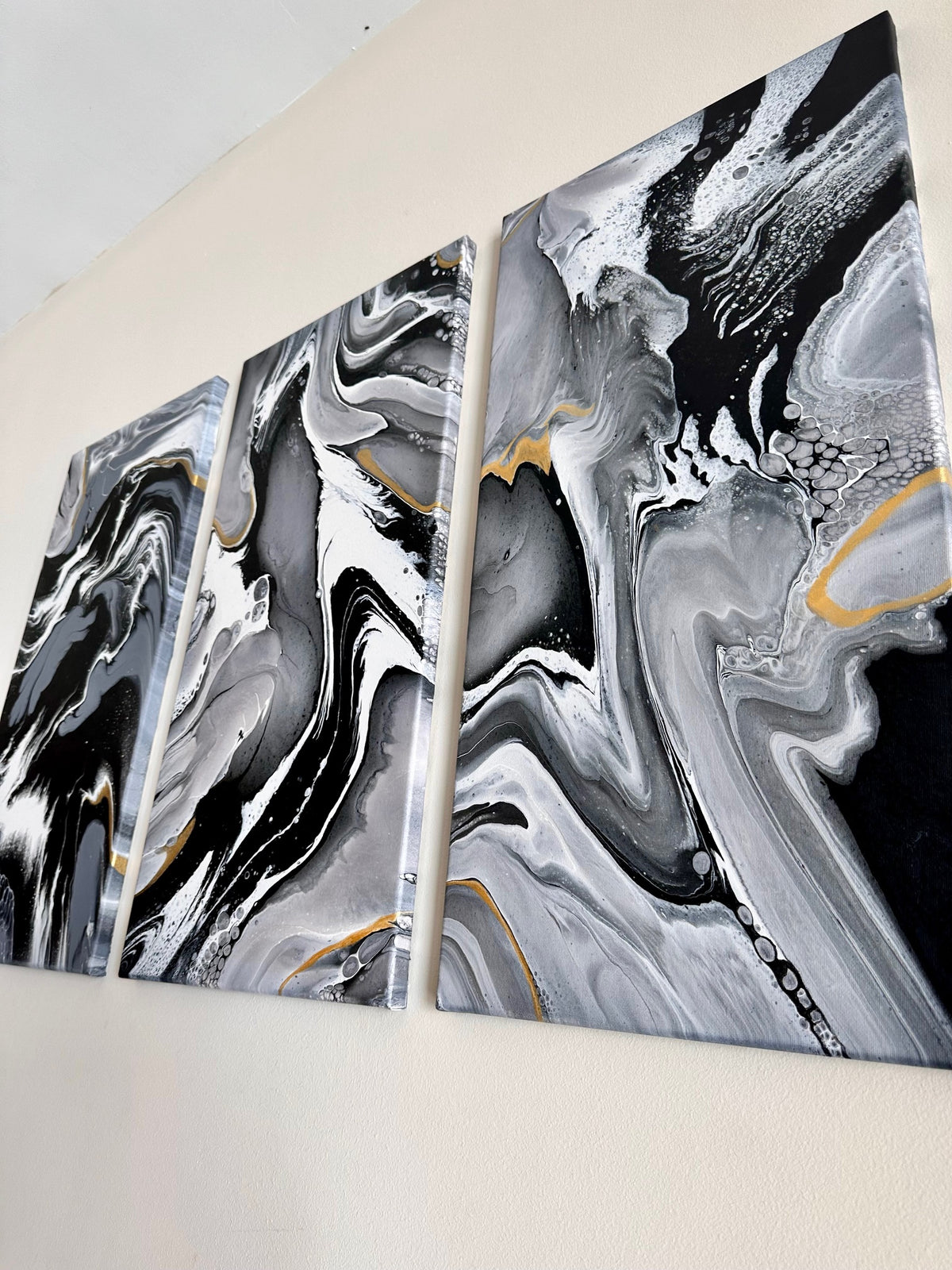 Convergence Triptych- 93x 63cm Original Acrylic Painting on Canvas