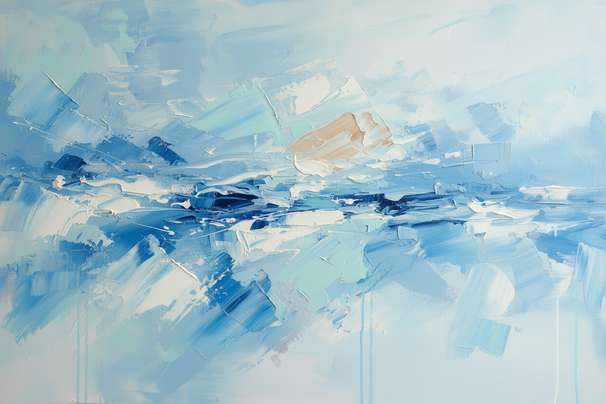 Bold Brush Strokes Banner - Blue & Beige