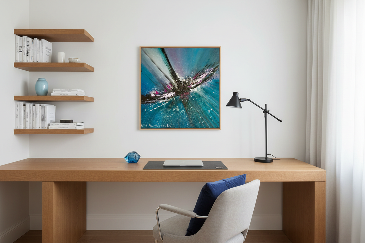 Journey Painting Above Desk in Office