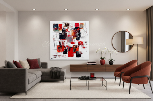 Patch Work Painting in Contemporary Living Room