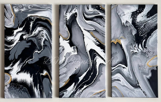 Convergence Triptych- 93x 63cm Original Acrylic Painting on Canvas