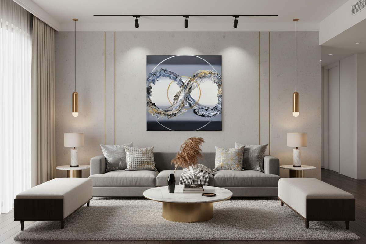 Rythm Painting in Modern Living Room - No Armchairs