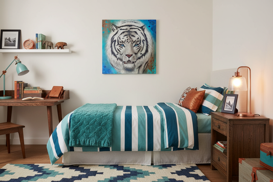 Tiger Painting in Boy's Bedroom